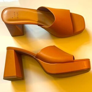 A New Day Women's Tan Block Heel Mules